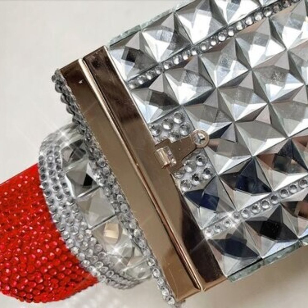 NWT Sparkling Swarovski Bling Crystal Rhinestone Lipstick Purse Pink & Red +Gift - Picture 8 of 13